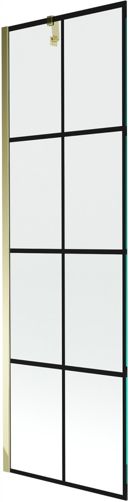 MEXEN/S - Next vaňová zástena FIX 60 x 150 cm, čierna dekor, zlatá 895-060-000-00-77-50
