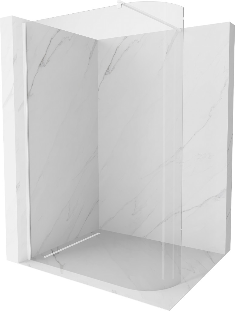 MEXEN/S - Kioto Sprchová zástena WALK-IN zaoblená 100 x 200, transparent 8 mm, biela 800-100-101-20-06