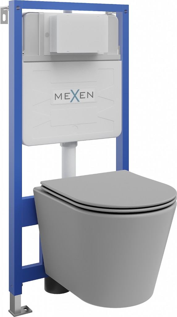 MEXEN/S - WC predstenová inštalačná sada Fenix Slim s misou WC Rico + sedátko softclose, svetlo šedá mat 61030724061