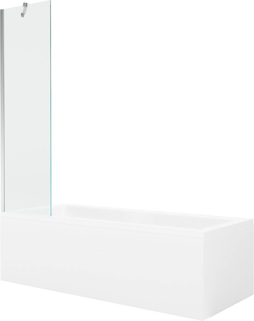 MEXEN/S - Cubik obdĺžniková vaňa 150 x 70 cm s panelom + vaňová zástena 50 cm, transparent, chróm 550315070X9505000001