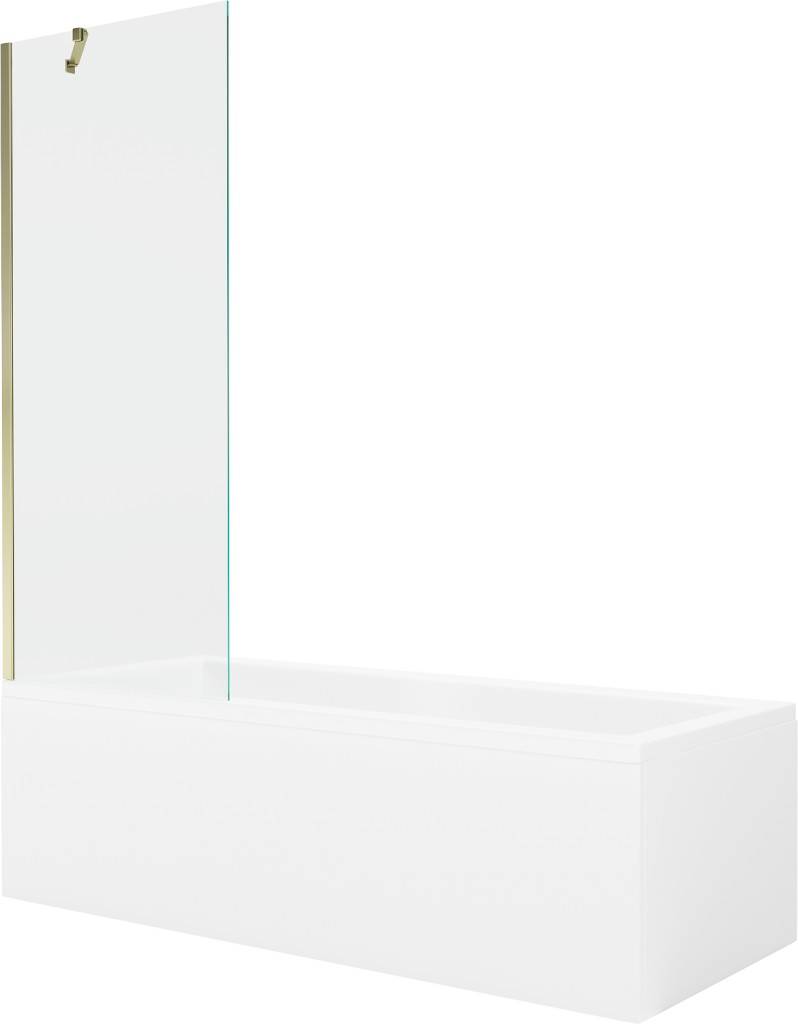 MEXEN/S - Cubik obdĺžniková vaňa 170 x 70 cm s panelom + vaňová zástena 70 cm, transparent, zlatá 550317070X9507000050