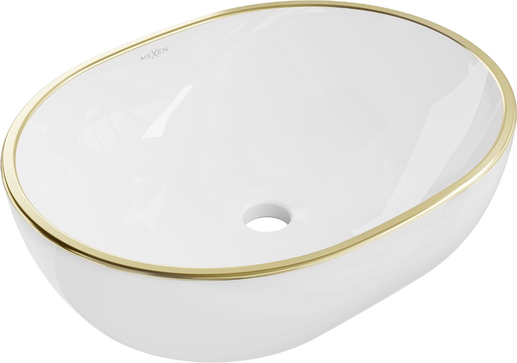 MEXEN - Viki umývadlo na dosku 48 x 35 cm, biela/zlatá linka 21054805