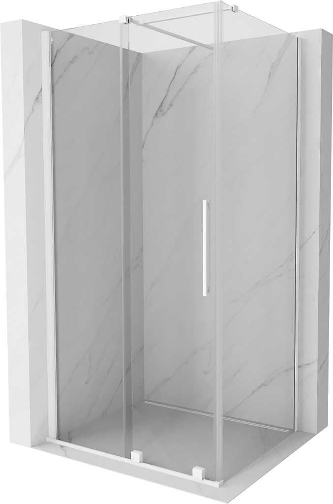 MEXEN/S - Velár sprchovací kút 130 x 85, transparent, biela 871-130-085-01-20