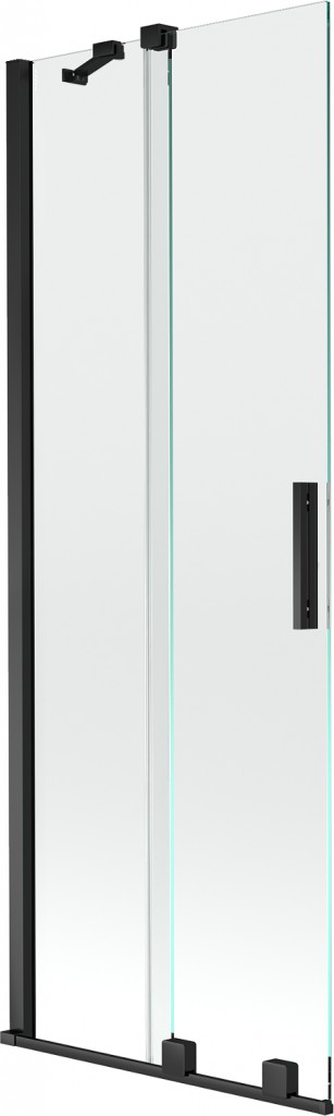 MEXEN/S - Velar Dvojkrídlová posuvná vaňová zástena 75 x 150 cm, transparent, čierna 896-075-000-01-70