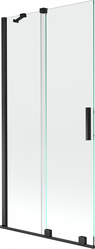 MEXEN/S - Velar Dvojkrídlová posuvná vaňová zástena 95 x 150 cm, transparent, čierna 896-095-000-01-70