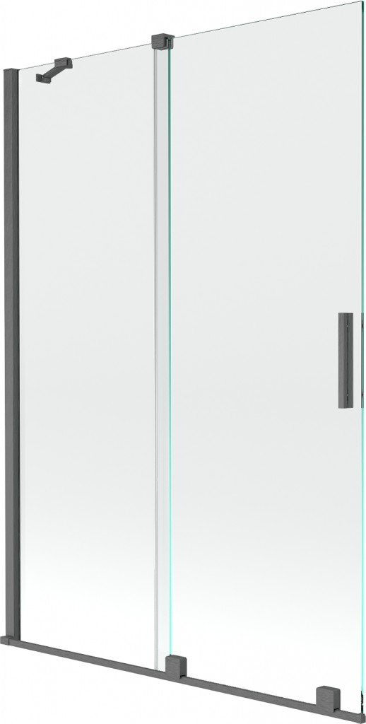 MEXEN/S - Velar Dvojkrídlová posuvná vaňová zástena 120 x 150 cm, transparent, šedá kartáčovaná 896-120-000-01-66