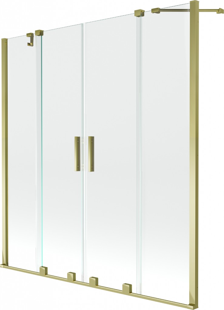MEXEN/S - Velar Duo Dvojkrídlová posuvná vaňová zástena 140 x 150 cm, transparent, zlatá 896-140-000-02-50