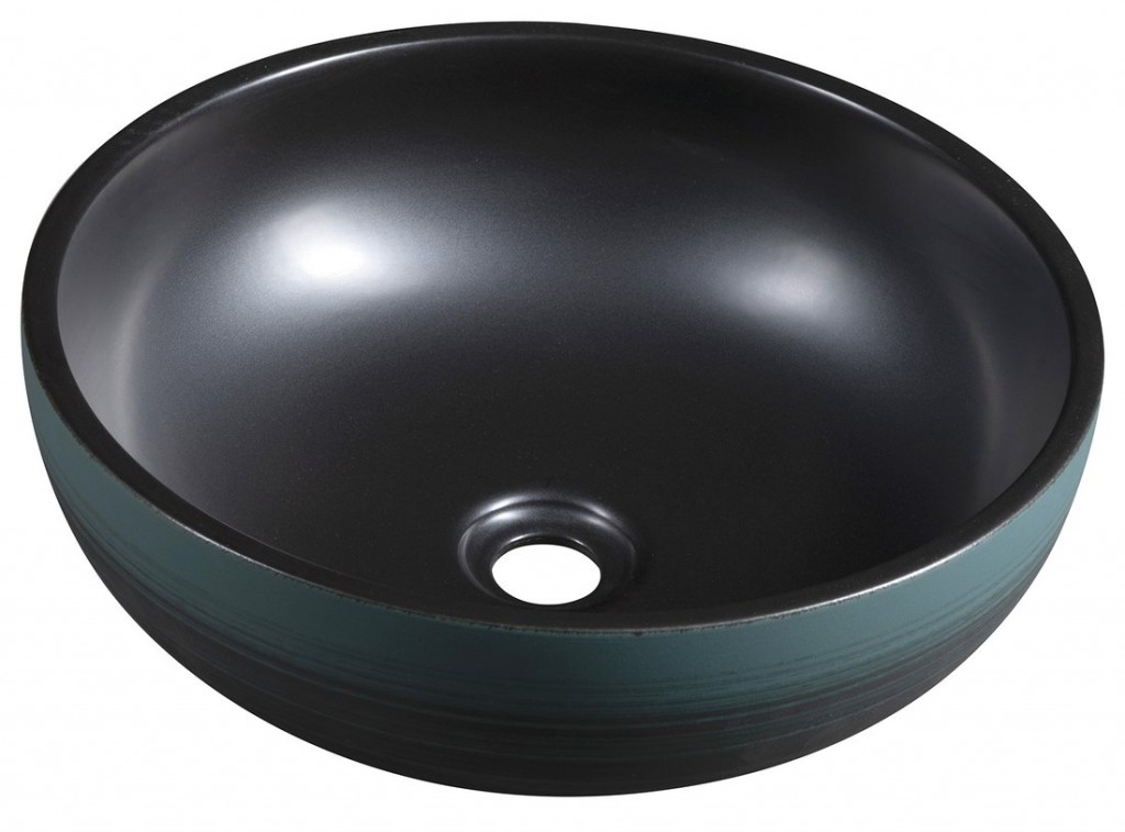SAPHO - PRIORI keramické umývadlo na dosku Ø 41cm, čierna/zelená PI039