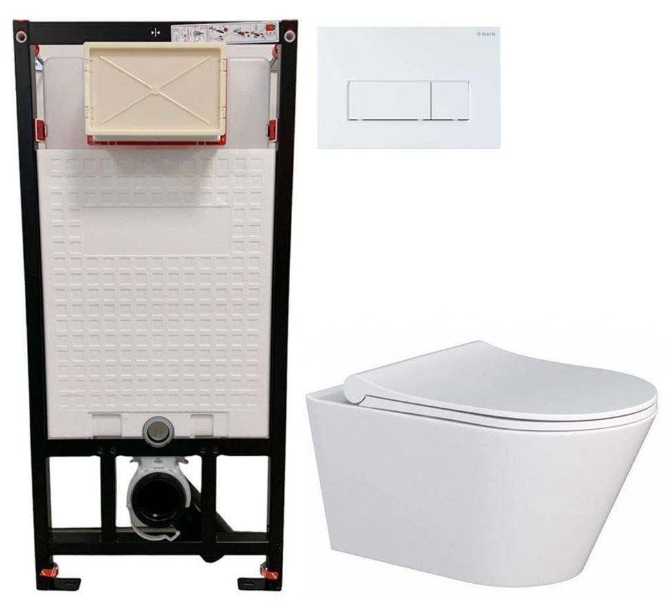 DEANTE Podstavný rám, pre závesné WC misy + SLIM tlačidlo bílé  + WC MYJOYS MY1 + SEDADLO CST_WC01 A51P MY1