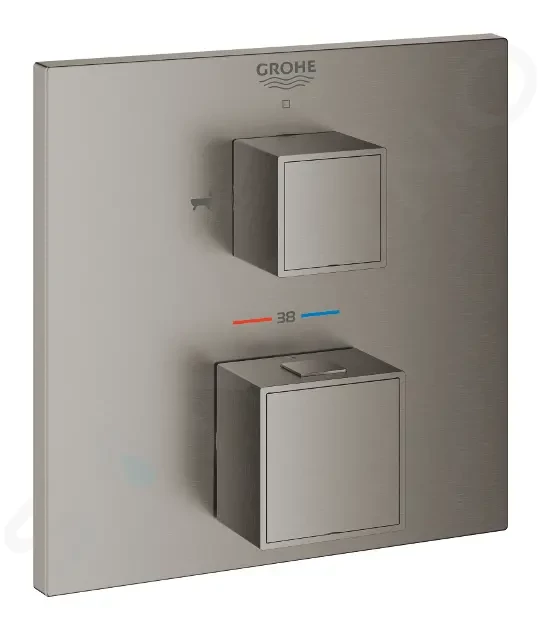 GROHE - Grohtherm Cube Termostatická batéria pod omietku pre 2 spotrebiče, kefovaný Hard Graphite 24155AL0