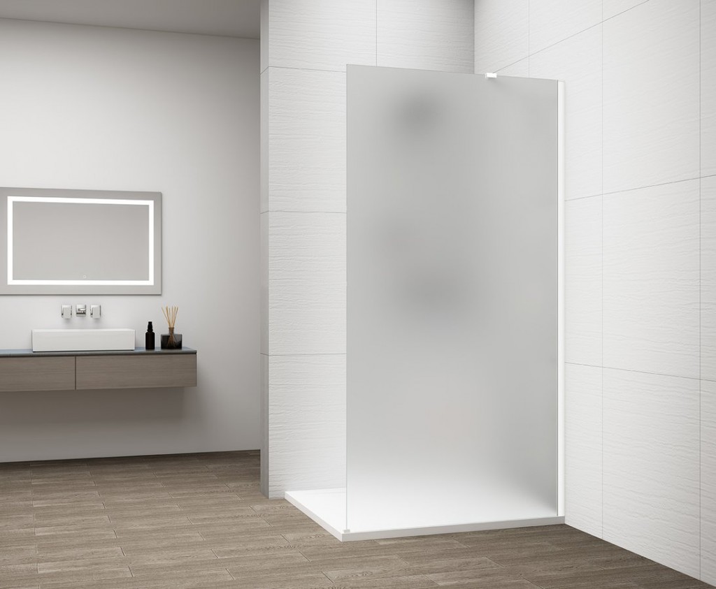 POLYSAN - ESCA WHITE MATT jednodielna sprchová zástena na inštaláciu k stene, matné sklo, 1100  ES1111-03