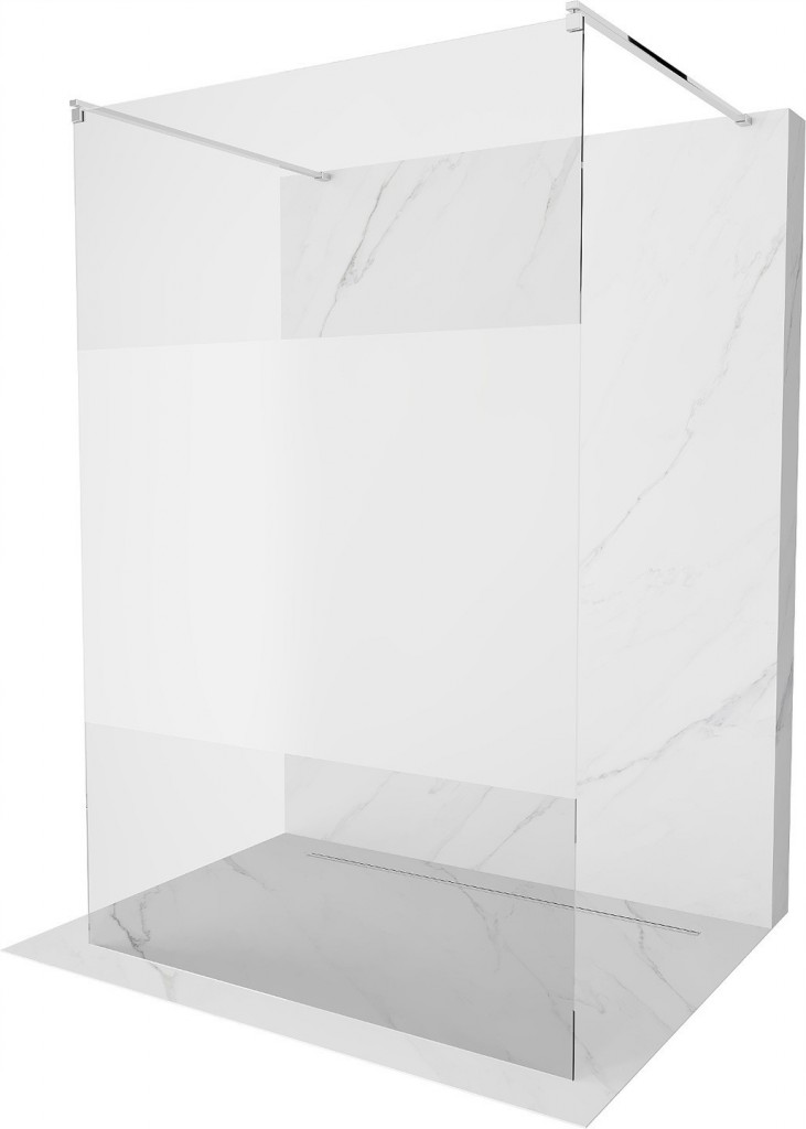 MEXEN/S - Kioto Sprchová zástena WALK-IN voľne stojaca 140 x 200, transparent/dekor 8 mm, chróm 800-140-002-01-35