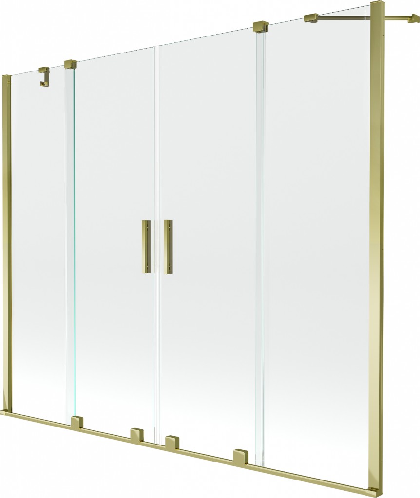 MEXEN/S - Velar Duo vaňová zástena posuvná 190 x 150 cm, transparent, zlatá 896-190-000-02-50
