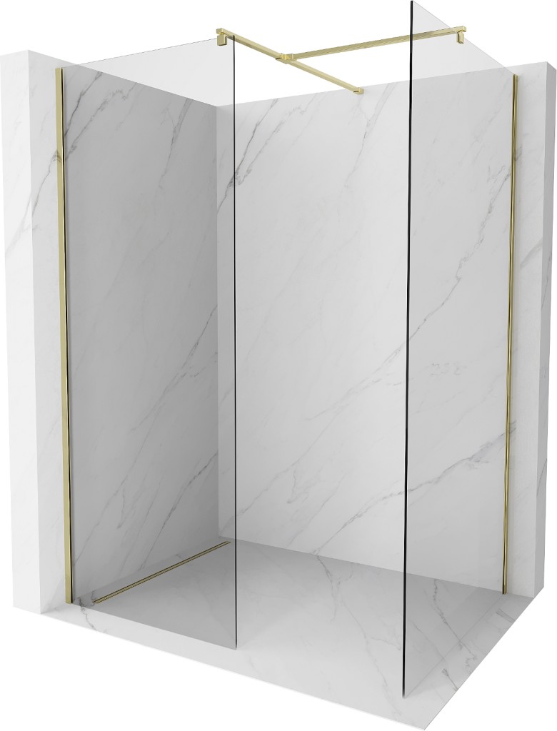 MEXEN/S - Kyoto Sprchová zástena WALK-IN 150 x 110 cm, transparent, zlatá 800-150-202-50-00-110