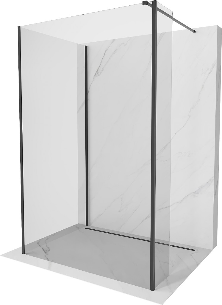 MEXEN/S - Kyoto Sprchová zástena WALK-IN 110 x 75 x 40 cm, transparent, čierna 800-110-075-221-70-00-040