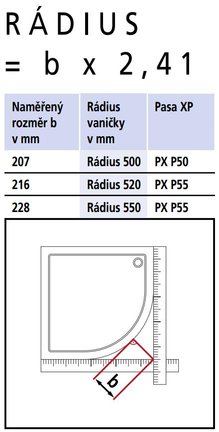 Kermi Štvrťkruh Pasa XP P50 10020 970-1000x2000 strieborná matná ESG číre Štvrťkruhový sprchovací kút kývne dvere s pevnými poľami (PXP50100201AK)