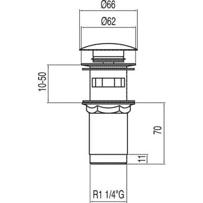 TRES - Umývadlový ventil s prepadom zátka O 66 mm CLICK-CLACK 13454160