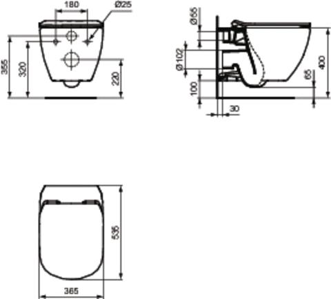 ALCAPLAST Sádromodul - predstenový inštalačný systém s chrómovým tlačidlom M1721 + WC Ideal Standard Tesi so sedadlom SoftClose, AquaBlade (AM101/1120 M1721 TE1)