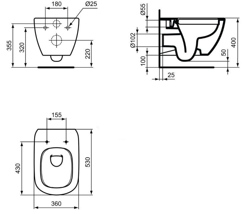 ALCAPLAST Jádromodul - predstenový inštalačný systém s chrómovým tlačidlom M1721 + WC Ideal Standard Tesi se sedlem RIMLESS (AM102/1120 M1721 TE2)