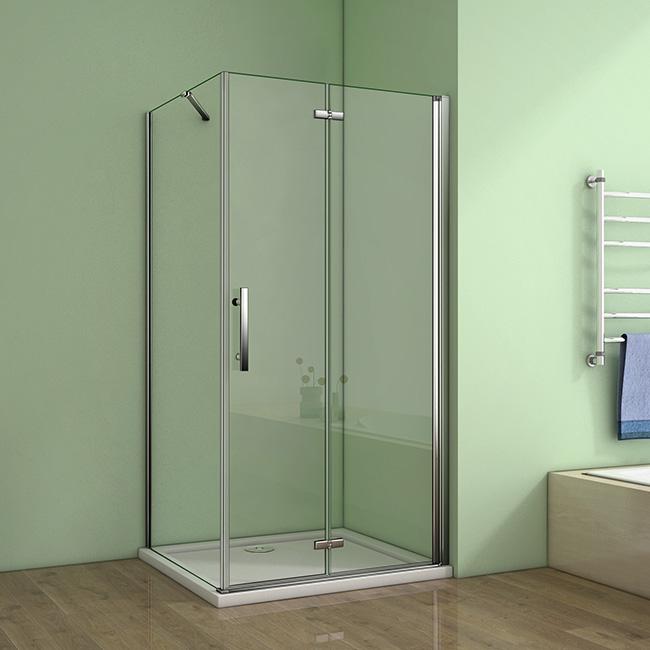 H K - Obdĺžnikový sprchovací kút MELODY 90x80 cm sa zalamovacím dverami vrátane sprchovej vaničky z liateho mramoru SE-MELODYB89080 / SE-ROCKY9080