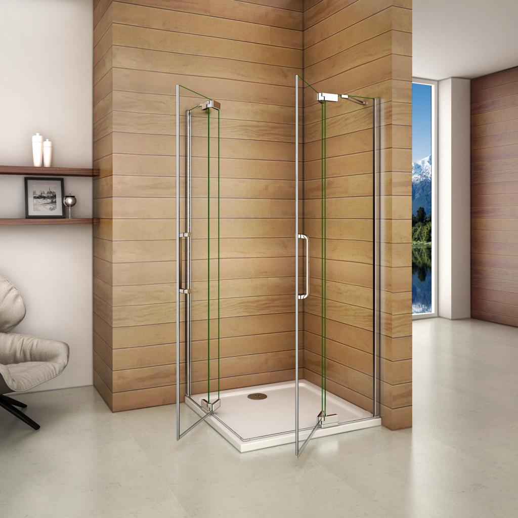 H K - Štvorcový sprchovací kút AIRLINE R101, 100x100 cm, s dvomi jednokrídlovými dverami s pevnou stenou, rohový vstup (SE-AIRLINER101)