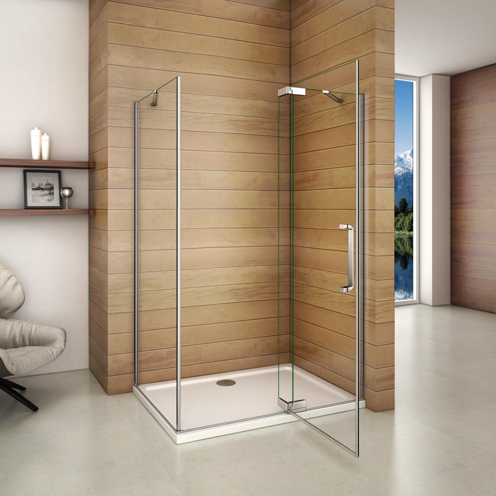 H K - Obdĺžnikový sprchovací kút AIRLINE 90x80 cm s jednokrídlovými dverami s pevnou stenou vrátane sprchovej vaničky z liateho mramoru SE-AIRLINE9080 / THOR-9080