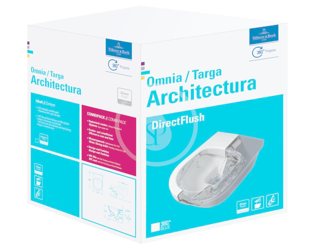 VILLEROY & BOCH - Architectura Závesné WC, sedadlo SoftClose, Rimless, s CeramicPlus, alpská biela (5684HRR1)