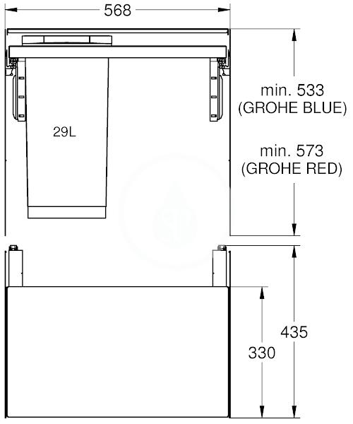 GROHE - Blue Home Vstavaný odpadkový kôš 600 mm, 29 l (40980000)