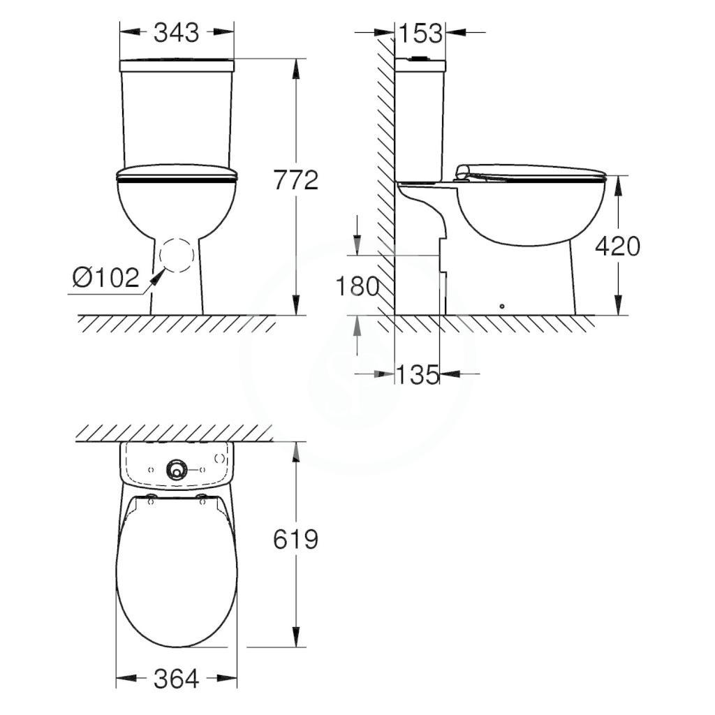 GROHE - Bau Ceramic WC kombi set s nádržkou a sedadlom softclose, rimless, alpská biela (39604000)