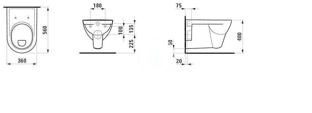 Laufen - Pro Závesné WC, 560x360 mm, s LCC, biela (H8209514000001)