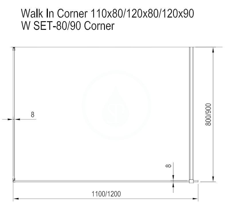 RAVAK - Walk-In Sprchovací kút Corner, 2000 mm x 1200 mm, farba lesklý hliník, sklo transparent (GW1CG7C00Z1)