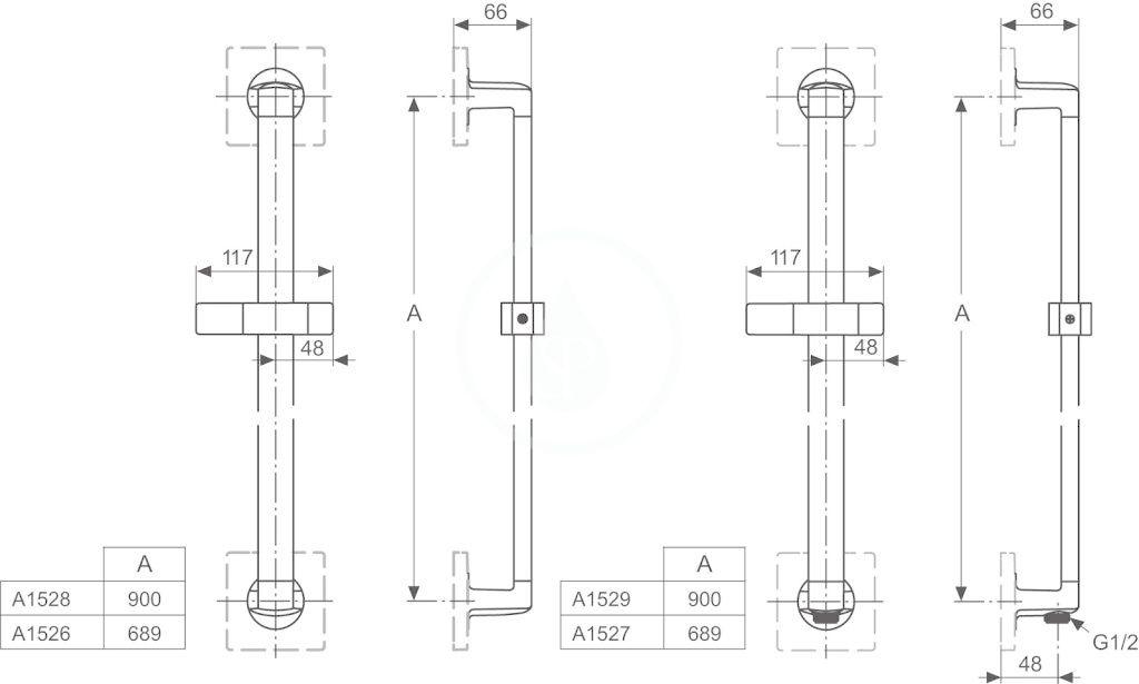 IDEAL STANDARD - Archimodule Medzikrúžok na sprchovú tyč (horné upevnenie), chróm (A860825AA)
