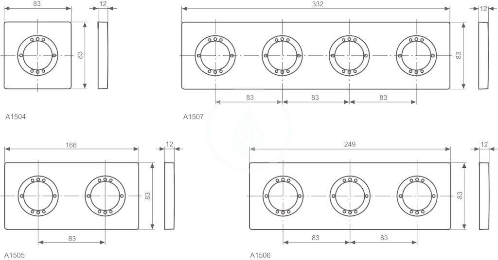 IDEAL STANDARD - Archimodule 2-otvorová rozeta 83 mm x 166 mm, chróm (A1505AA)