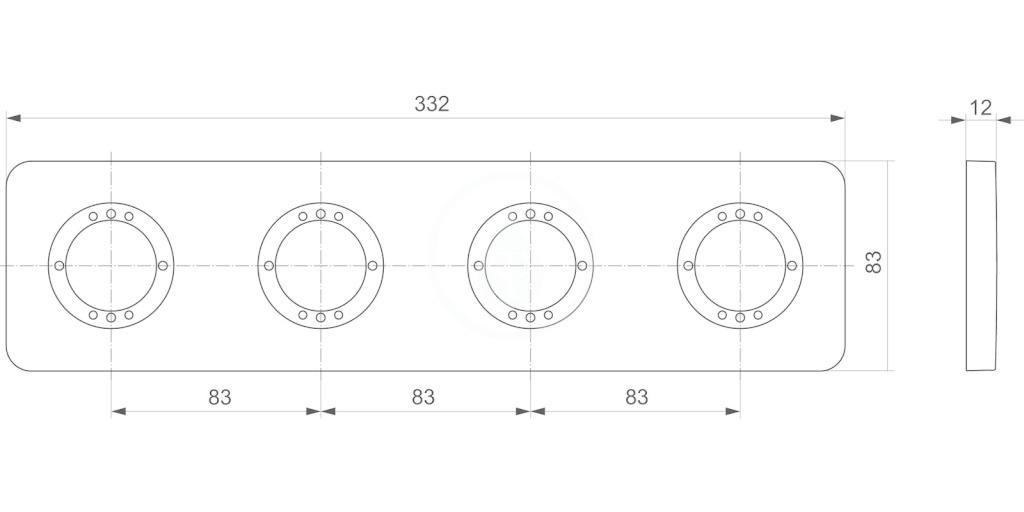 IDEAL STANDARD - Archimodule 4-otvorová rozeta SOFT 83 mmx332 mm, chróm (A1543AA)