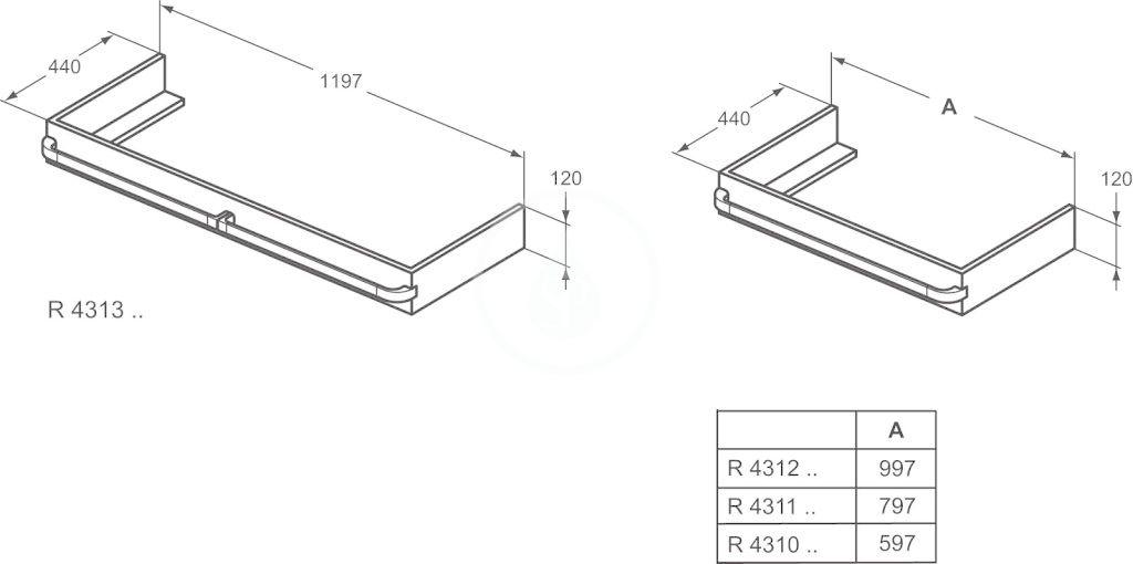 IDEAL STANDARD - Tonic II Nábytková konzola 597 mm x 440 mm x 120 mm, svetlosivý dub (R4310FE)