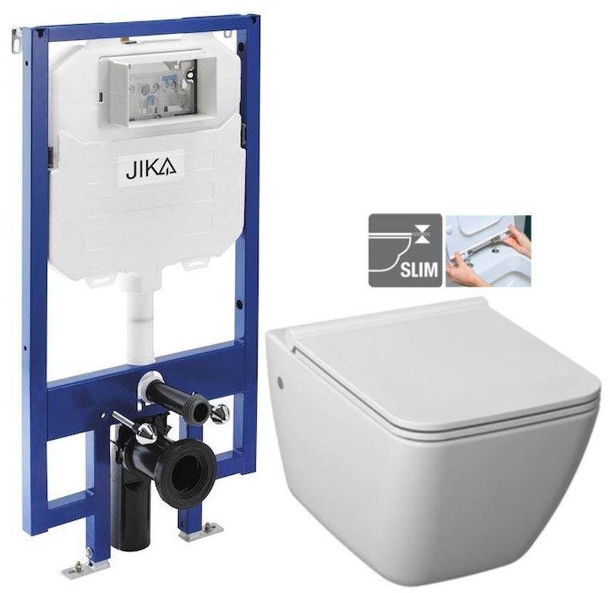JIKA predstenový inštalačný 8 cm systém bez tlačidla + WC JIKA PURE + SEDADLO duraplast H894652 X PU1