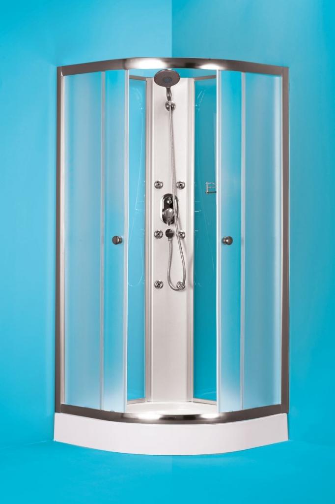 HOPA - Štvrťkruhový sprchovací box GRANADA - Farba rámu zásteny - Hliník chróm, Rozmer A - 90 cm, Rozmer B - 90 cm, Vanička HL - Akrylové vanička OLBGRA90CMBV + OLBGRA90V