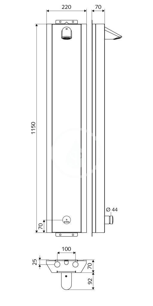 SCHELL - Linus Trend Sprchový panel DP-SC-V samozatvárací, na predmiešanú vodu, so sprchovou hlavicou, nerezový (008322899)