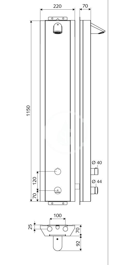 SCHELL - Linus Trend Sprchový panel DP-SC-T samozatvárací s termostatom, so sprchovou hlavicou, nerezový (008332899)