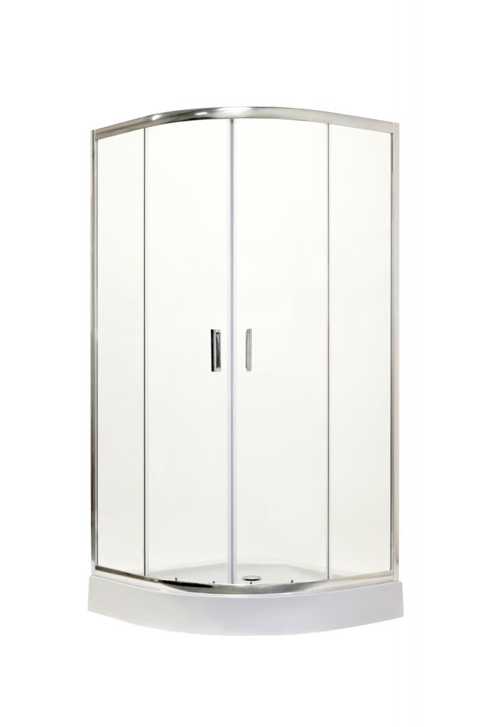 HOPA - Štvrťkruhový sprchovací kút s vaničkou BILBAO - Farba rámu zásteny - Hliník chróm, Rozmer A - 90 cm, Rozmer B - 90 cm, Smer zatváranie - Univerzálny Ľavé / Pravé, Výplň - Pear - 5 mm OLBBIL90CP