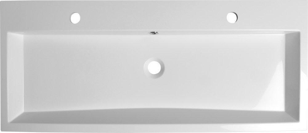 SAPHO - ORINOKO umývadlo 100x42cm, 2 otvory pre batériu, liaty mramor, biela (OR101)