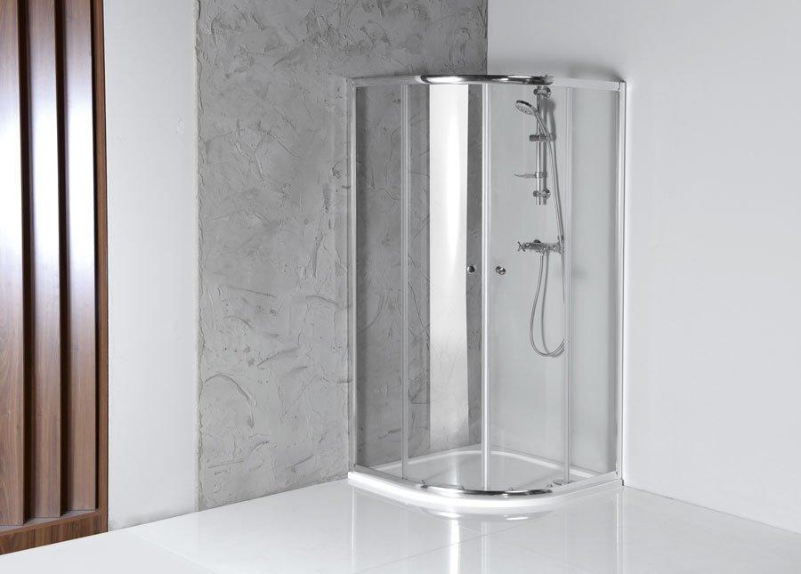 AQUALINE - ARLETA štvrťkruhová sprchová zástena 900x900mm, číre sklo (HLS900)