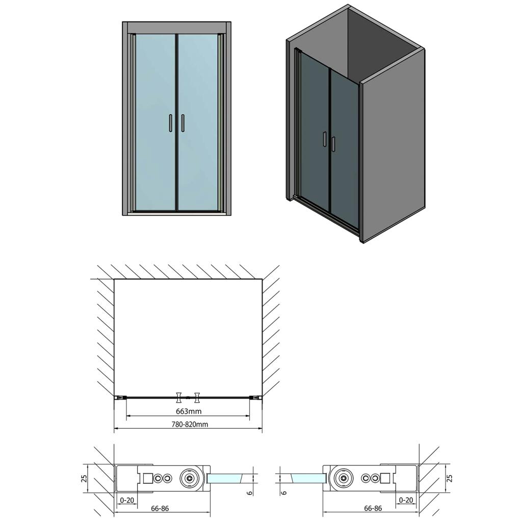 POLYSAN - ZOOM LINE sprchové dvere dvojkrídlové 800mm, číre sklo (ZL1780)