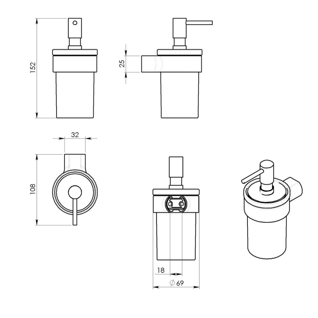 Gedy - PIRENEI dávkovač mydla, chróm/mliečne sklo (PI8113)