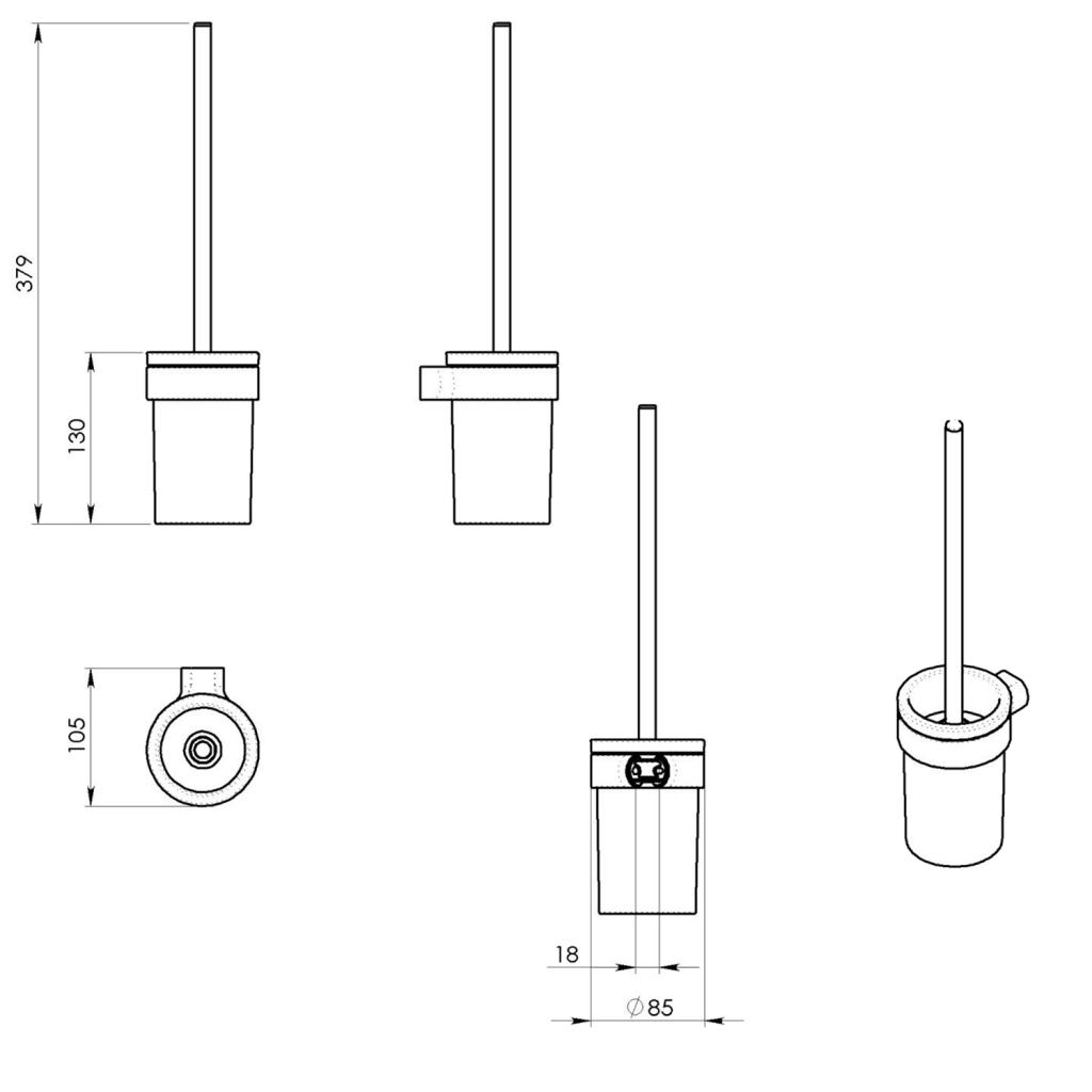 Gedy - PIRENEI WC kefa závesná, chróm/mliečne sklo (PI330313)