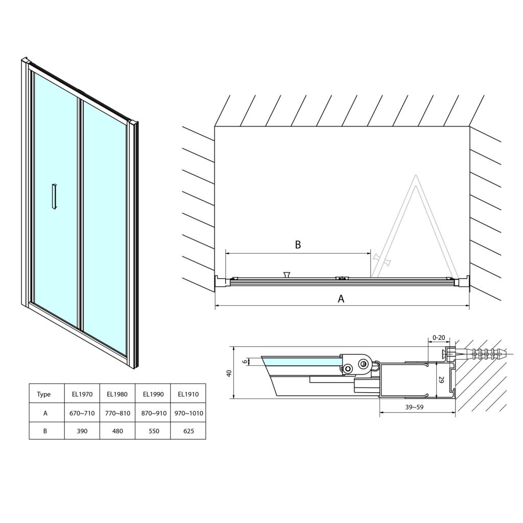 POLYSAN - EASY LINE sprchové dvere skladacie 800mm, číre sklo (EL1980)