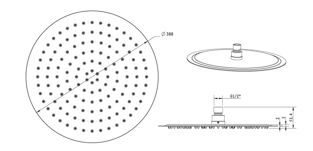 SAPHO - SLIM hlavová sprcha, kruh, 300mm, nerez (MS573)