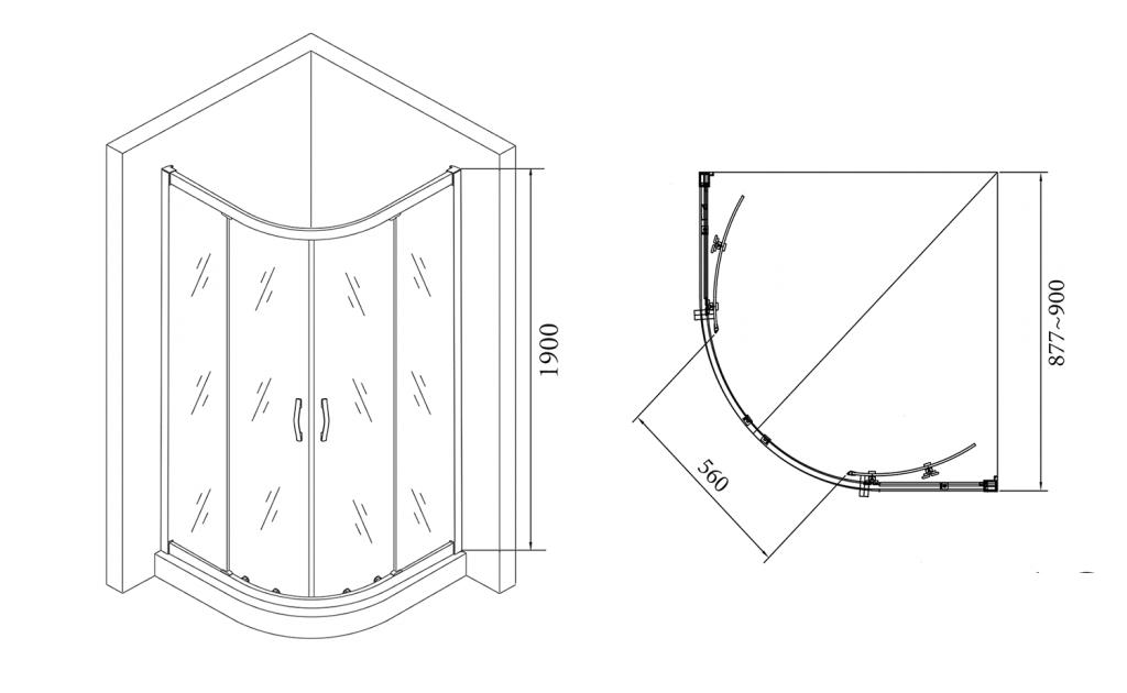GELCO - AKCE štvrťkruhová sprchová zástena 900x900x1900mm, číre sklo (AG4290)