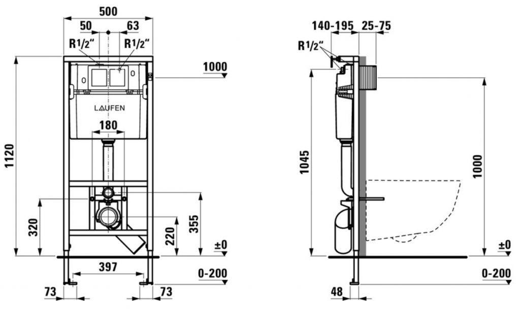 LAUFEN Rámový podomietkový modul CW1 SET s chrómovým tlačidlom + WC REA Carlo Flat Mini Rimlesss + SEDADLO (H8946600000001CR CF1)