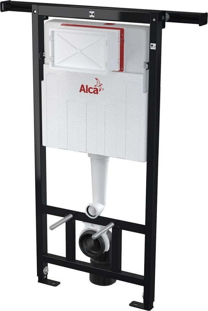 ALCAPLAST  Jádromodul - predstenový inštalačný systém s bielym tlačidlom M1710 + WC REA Carter Rimlesss + SEDADLO (AM102/1120 M1710 CT1)
